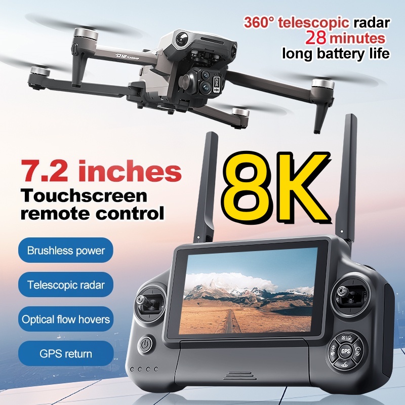 Drone Camera With Gimbal - 8K 3-assige Gimbal Brushless 7,2 inch