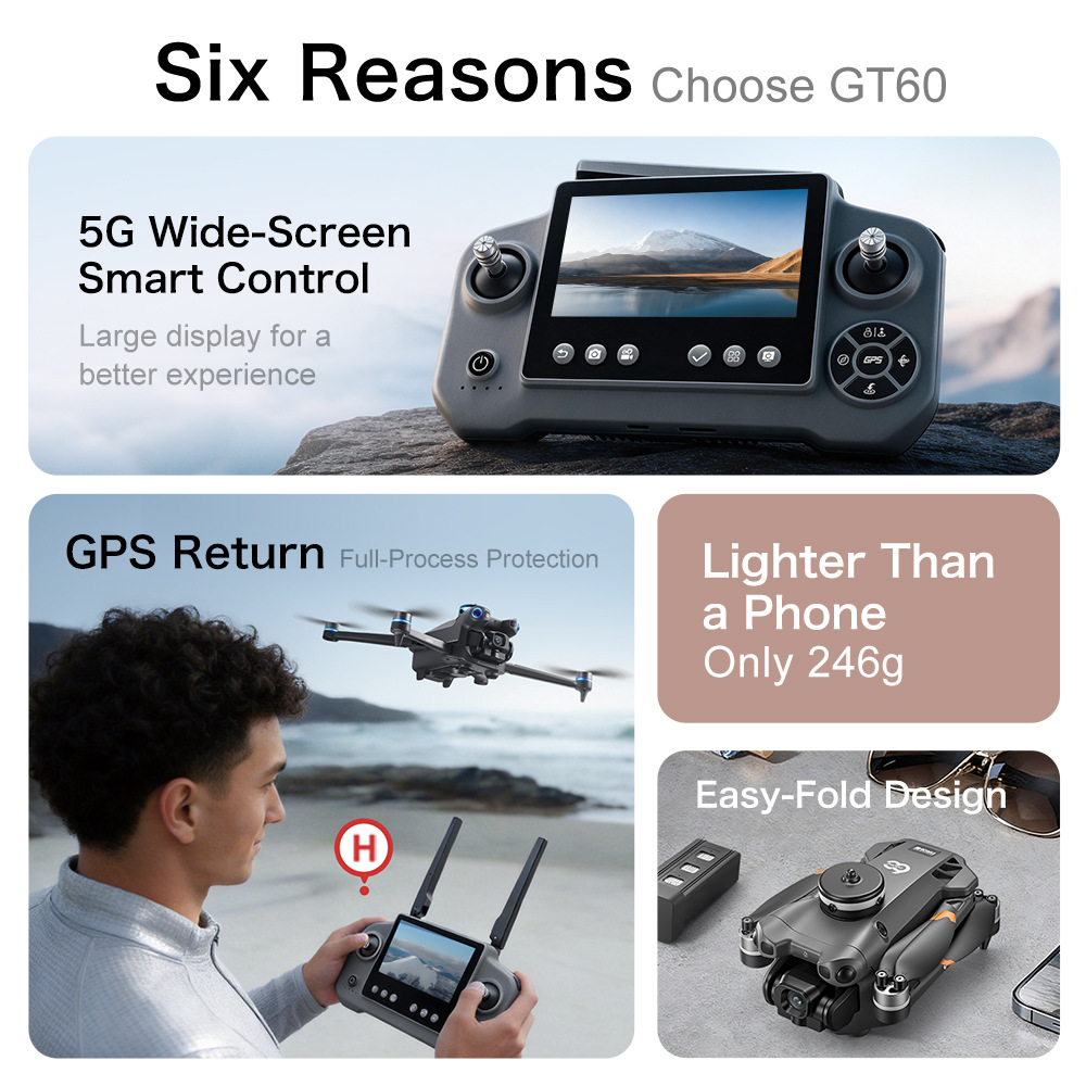 Nieuwe GT60 GPS Drone High Def - Drone Camera Wide Angle recensie en prijs